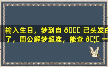 输入生日，梦到自 🐞 己头发白了，周公解梦超准，能查 🦟 一生命数